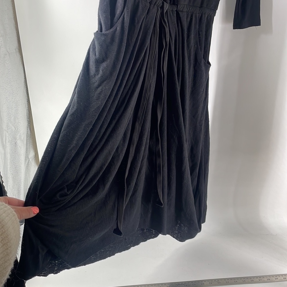 Free People Easy Squeeze Black Linen Blend dress dark academia lagenlook sz xs - Picture 6 of 8